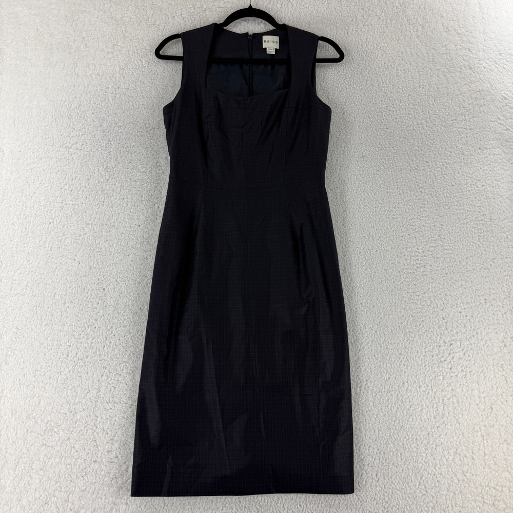Reiss Matilda Dress Womens Size 6 Black Plaid Wool Knee‎ Length Sleeveless Work